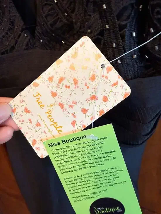 NWT Free People We Go Together Beaded Mini Dress in Black Size 10 - Picture 6 of 9